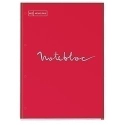 Recambio Miquelrius Emotions Notebook 1 A4 80H  90G Reciclado Encolado 4 Taladros Cuadric.5X5 Rojo
