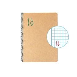 Bloc Escolofi Green Tapa Dura A5 50H Quadr.3X3 80G Reciclat Amb Marge Verd