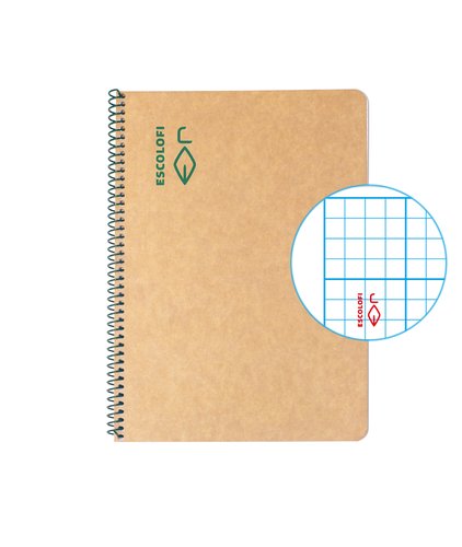 Bloc Escolofi Green Tapa Dura A5 50H Quadr.3X3 80G Reciclat Amb Marge Verd