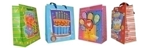 Bossa De Paper Amb Relleu 18X23X8,5 Cm Paquet De 12 Assortides (4 Models)