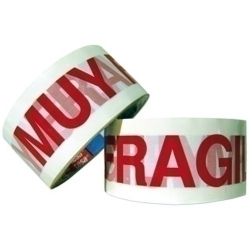 Cinta De Embalaje Tesa Pp Rollo 66X50 Blanco Con Texto "Muy Fragil" En Rojo