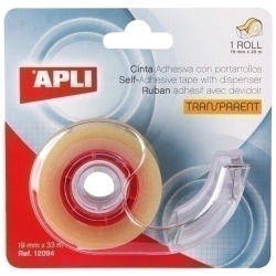 Cinta Adhesiva Apli Transparente Rollo 33X19 Con Mini Portarrollos