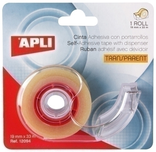 Cinta Adhesiva Apli Transparent Rollo 33X19 Amb Mini Porta-rotlles