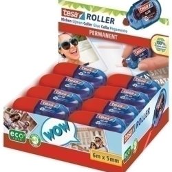 Roller Adhesivo Tesa Mini Ecologo Permanente 5 Mm. X 6 M. Expositor De 16