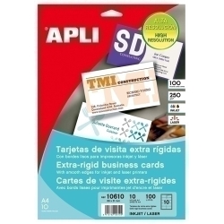 Targetes De Visita Apli Per Impressora Vores Llisos C.Rectes 250G Mat 89X51Mm Blister 10H 100 Uts.(1
