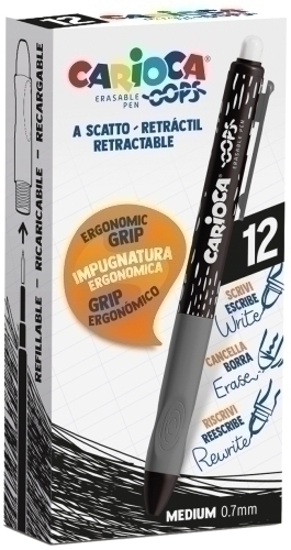 Bolígraf Carioca Oops Retractil Esborrable Negre
