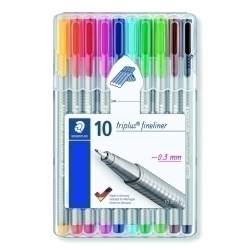 Retolador Fibra Staedtler 334 Triplus Fineliner Box De 10