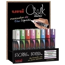 Marcador Guix Liquida Uni-Ball Chalk Marker Pwe-5M 1,8-2,5 Mm Expositor De 36