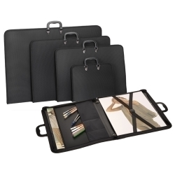 Maletin De Dibuix Carxivo Pp Gofrat Amb Cremallera, Nansa, Butxaques I Bandolera 550X750Mm Negre