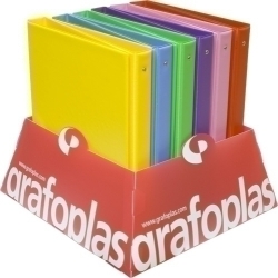 Carpeta D'Anelles Grafoples Pvc Escolar Colors Fº 4 An.25Mm Expositor De 12 (6 Colors)