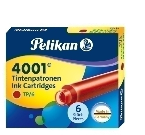 Tinta Estilogràfica Pelikan Caixa 6 Cartutxos Tp/6 Vermell