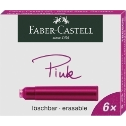 Tinta Estilogràfica Faber Castell Caixa 6 Cartutxos Rosa