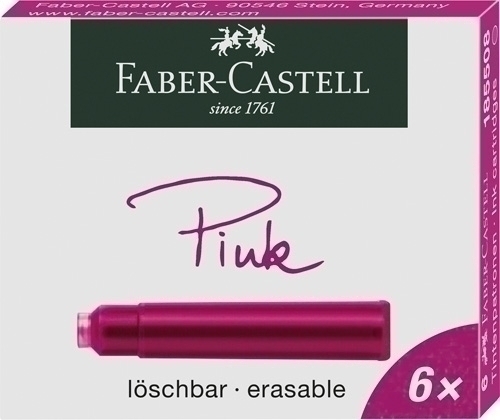 Tinta Estilogràfica Faber Castell Caixa 6 Cartutxos Rosa