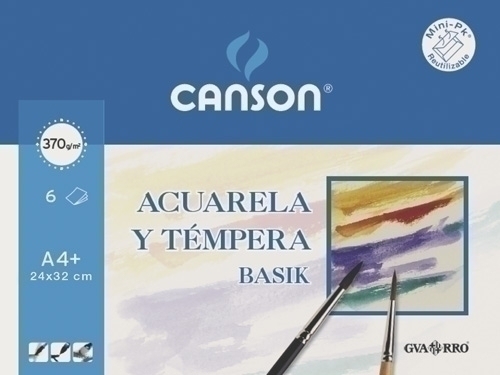 Lamina Guarro-Canson Aquarel·la I Tempera Basik 370G Mini-Pack De 6 A4+