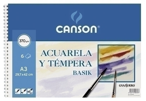 Lamina Guarro-Canson Aquarel·la I Tempera Basik 370G Mini-Pack De 6 A3