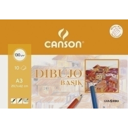 Lamina Guarro-Canson Dibuix Basik 130G Mini-Pack De 10 A3 Lisa