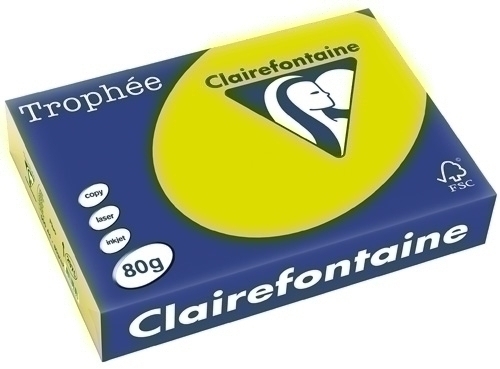 Paper De Color A4 Clairefontaine Trophee 80G 500H Flu Verd