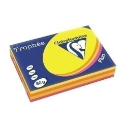Paper De Color A4 Clairefontaine Trophee 80G 500H Assortiment Fluor (4X 125H Groc, Taronja, Verd, Ro