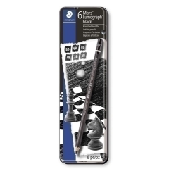 Llapis de Grafit Staedtler 100B Lumograph Black Caixa Metall De 6 (8B, 7B, 6B, 4B, 2B, Hb)