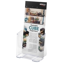 Portafulletons Sobretaula Deflect-O 1/3 A4 Vertical 1 Compartiment Respatller Alt Cristall