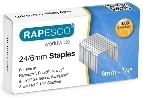Grapas Rapesco Standard 24/6 Mm. Galvanizadas Caja De 1000