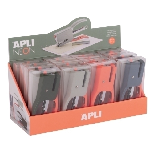 Grapadora Tenassa Apli Neon Assortiment Expositor De 16