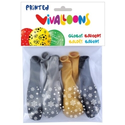 Globus Vivalloons Flocs 5 Cares Or/Plata Bossa De 8