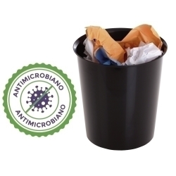 Paperera Plàstic Tancada A.2000 Antimicrobià Sanitized (Cap.16 L) Negre