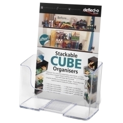 Portafulletons Sobretaula Deflect-O A5 Vertical 1 Compartiment Respatller Alt Cristall