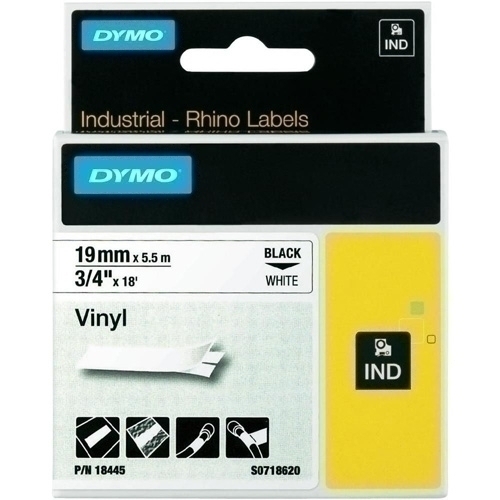 Cinta de rotular Dymo Rhino Id1 Vinil 5,5M 19Mm Negre Sobre Blanc (18445)