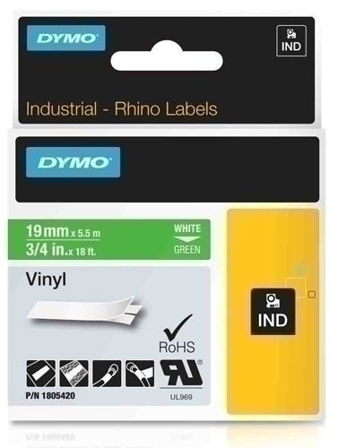 Cinta de rotular Dymo Rhino Id1 Vinil 5,5M 19Mm Blanc Sobre Verd (1805420)