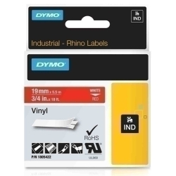 Cinta de rotular Dymo Rhino Id1 Vinil 5,5M 19Mm Blanc Sobre Vermell (1805422)