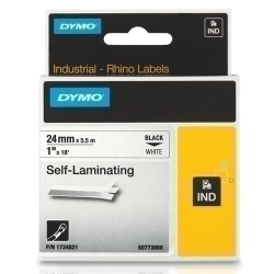 Cinta de rotular Dymo Rhino Id1 Vinil 5,5M 24Mm Negre Sobre Blanc Autolaminat (1734821)
