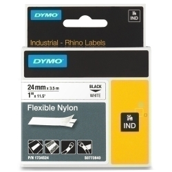 Cinta de rotular Dymo Rhino Id1 Nylon Flex.3,5M 24Mm Negre Sobre Blanc (1734524)