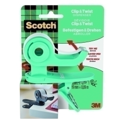 Porta-rotlles Scotch Clip&Twist C19 Verd Aigua + Cinta Scotch Magic