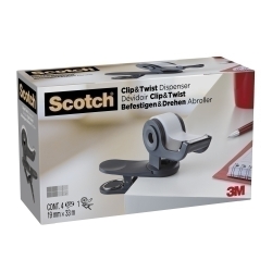 Porta-rotlles Scotch Clip&Twist C19 Gris Pissarra + 4 Cinta Scotch Magic