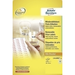 Etiquetes Adh.Impr.Avery A4 Blanca Per Preus Adh.Removible Caixa 25H 26X16 Mm 2.550 Uts.(L3410Rev)