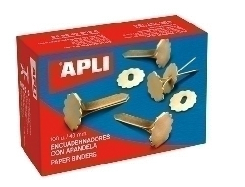 Enquadernador Apli Latonado Nº8 (40 Mm) Amb Arandela Caixa De 100