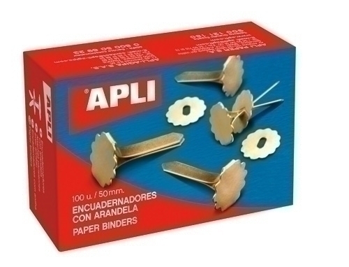 Enquadernador Apli Llautó Nº10 (50 Mm) Amb Arandela Caixa De 100