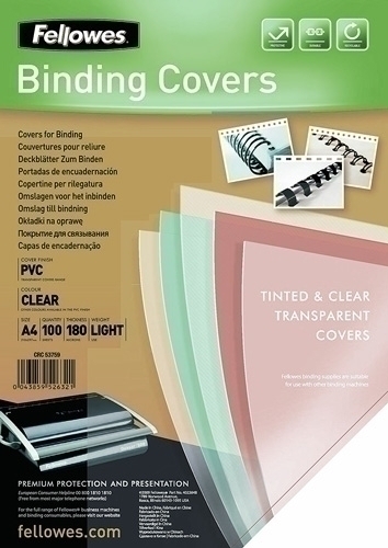 Tapa D'Enquadernar Fellowes A4 0,18 Mm Pvc Cristall Caixa De 100