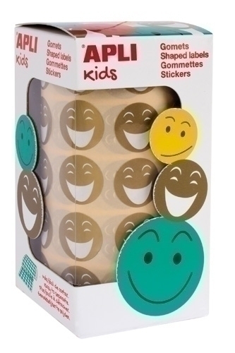 Gomets Apli Cara Feliç Smile Rotllo 30H Circulo Ø 20Mm Daurat 900 Uts. (14374)