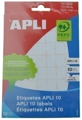 Etiquetes Adh.Manuals Bossa Apli Blanques 10H C.Romos 12X18 Mm 560 Uts.(01635)