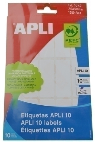 Etiquetes Adh.Manuals Bossa Apli Blanques 10H C.Romos 20X50 Mm 150 Uts.(01642)
