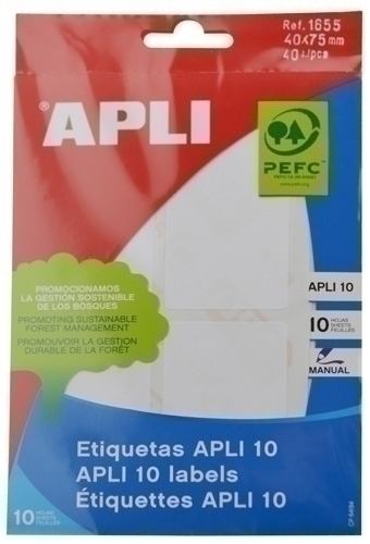 Etiquetes Adh.Manuals Bossa Apli Blanques 10H C.Romos 40X75 Mm 40 Uts.(01655)