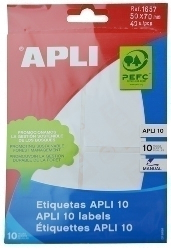 Etiquetes Adh.Manuals Bossa Apli Blanques 10H C.Romos 50X70 Mm 40 Uts.(01657)