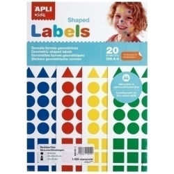 Gomets Apli Blister 20H A4 Figures Geom. (Cl.,Tr.,Cd.) 20 Mm 4 Col.Surt.(Am-Az-Rj-Vd) 1.920 Uts. (05