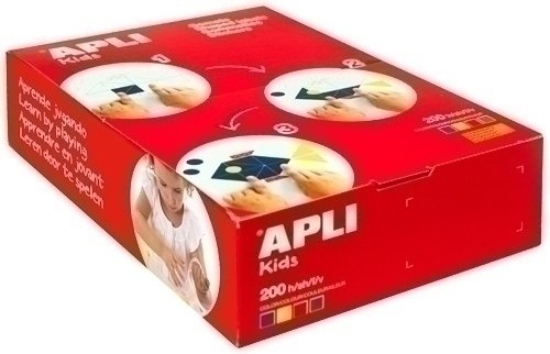 Gomets Apli Caixa 200H Quadrat 3 Tam.Surt. 4 Col.Surt.