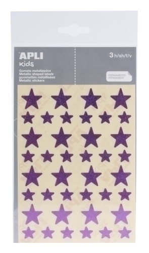 Gomets Apli Metal·litzats Bossa 3H Estrella Surt.(Gde.I Peq.) Holografica Lila 120 Uts. (12056)