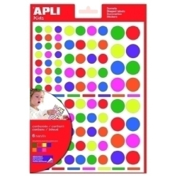 Gomets Apli Bossa Removibles 6H Circules Multicolor 7 Col.Surt.