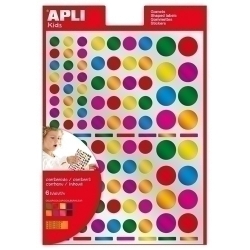 Gomets Apli Bossa Permanents 6H Circules Multicolor 7 Col.Surt.(Metalitzats) 624 Uts. (13529)